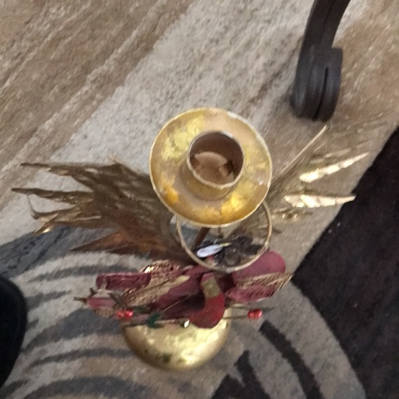 🎄16in GOTHIC ANGEL🎄 CANDLE HOLDER EXCELLENT CONDITION! HAND PAINTED TIN METAL - Picture 5 of 5